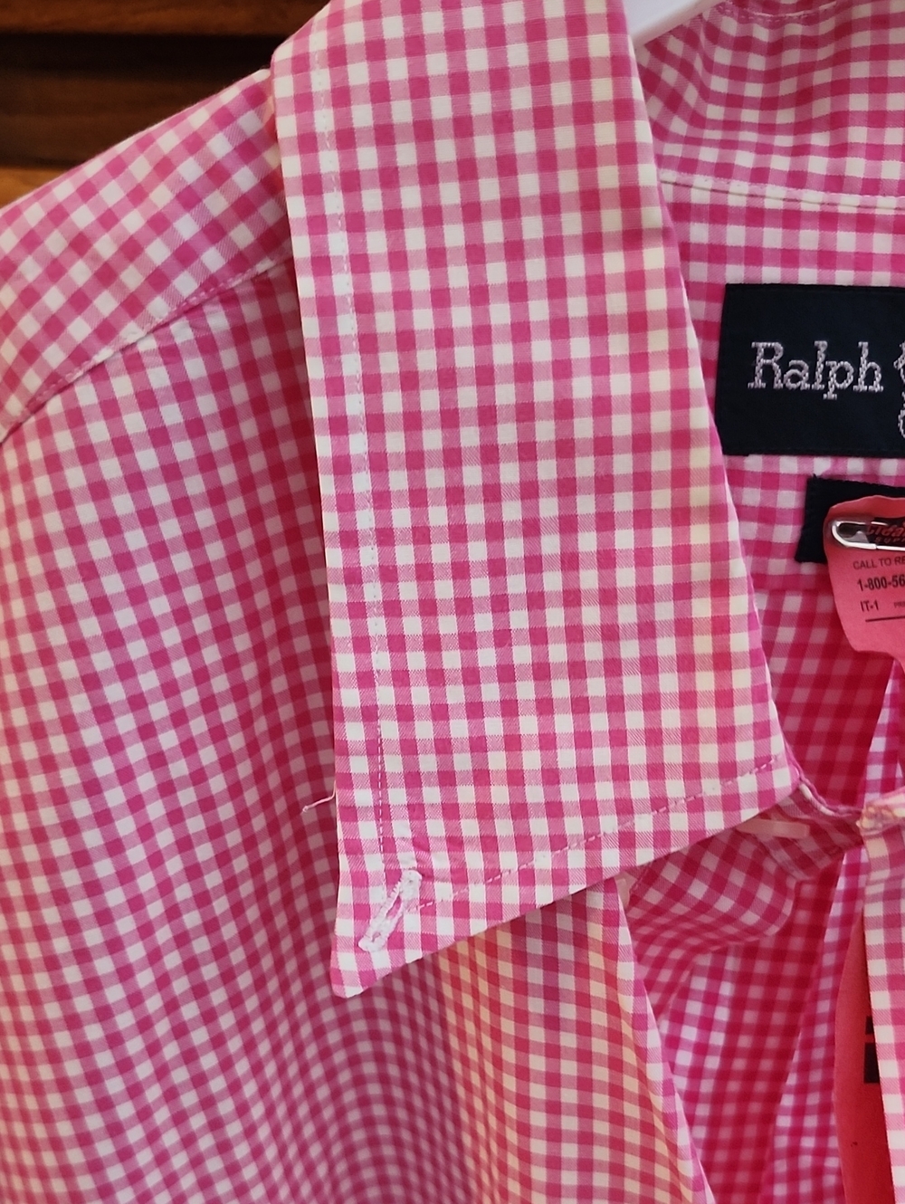 Ralph Lauren Pink Gingham Short-Sleeve Button-Down Shirt XL - Picture 8 of 11